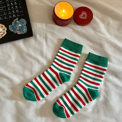 Snuggs Socks Striped Christmas Elf